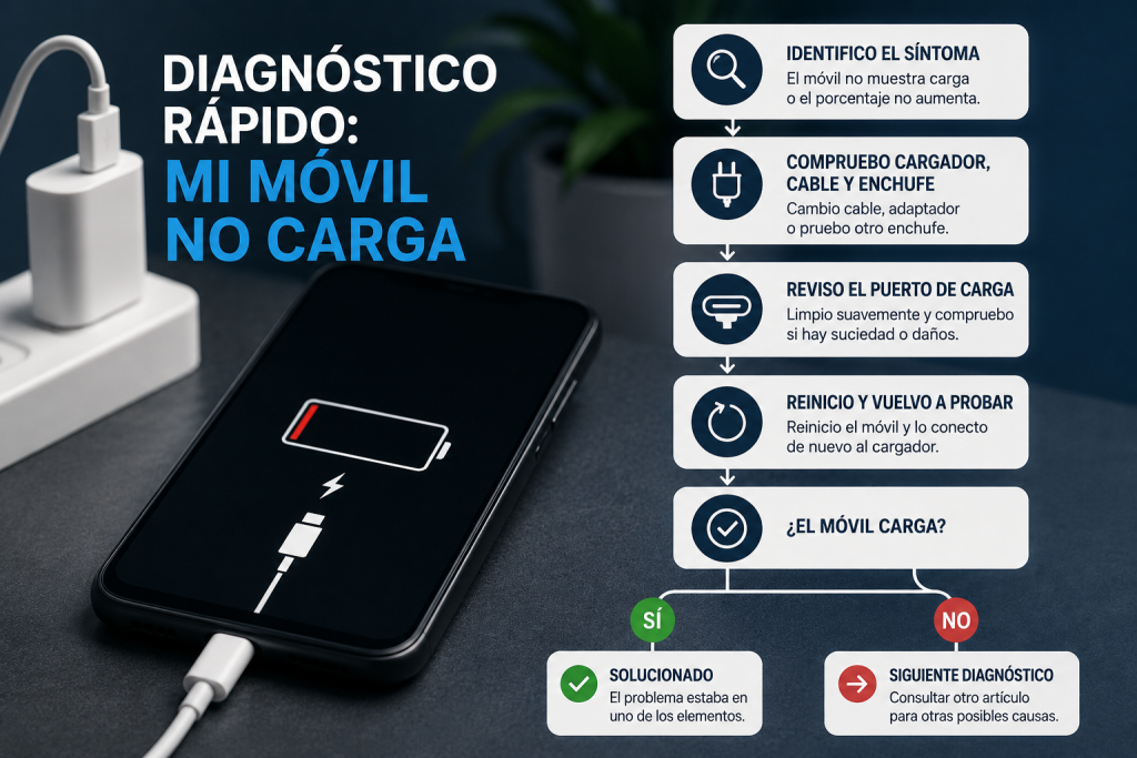 Diagnóstico rápido: mi móvil no carga