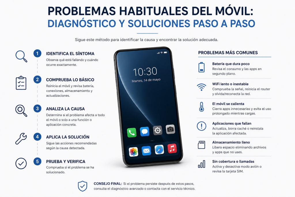 Problemas habituales del móvil: diagnóstico y soluciones paso a paso